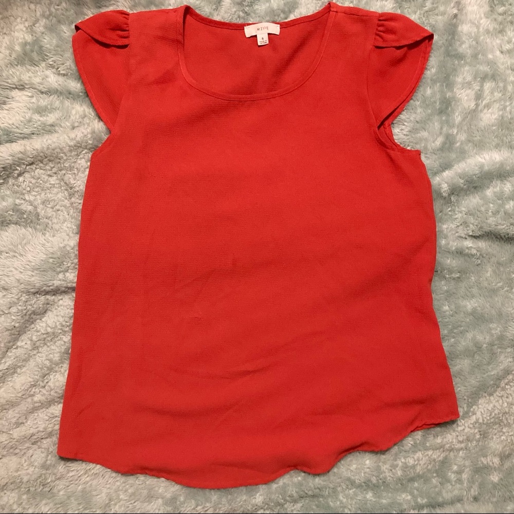 MINE Orange/Peach Short Sleeved Blouse Size Small